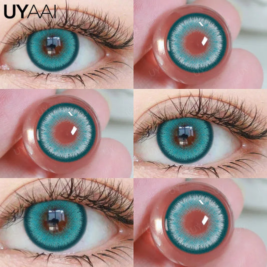 UYAAI 1 Pair Blue Eye Color Lenses Natural Green Eye Contacts High Quality Colored Pupils for Eyes Natural Fashion Lenses