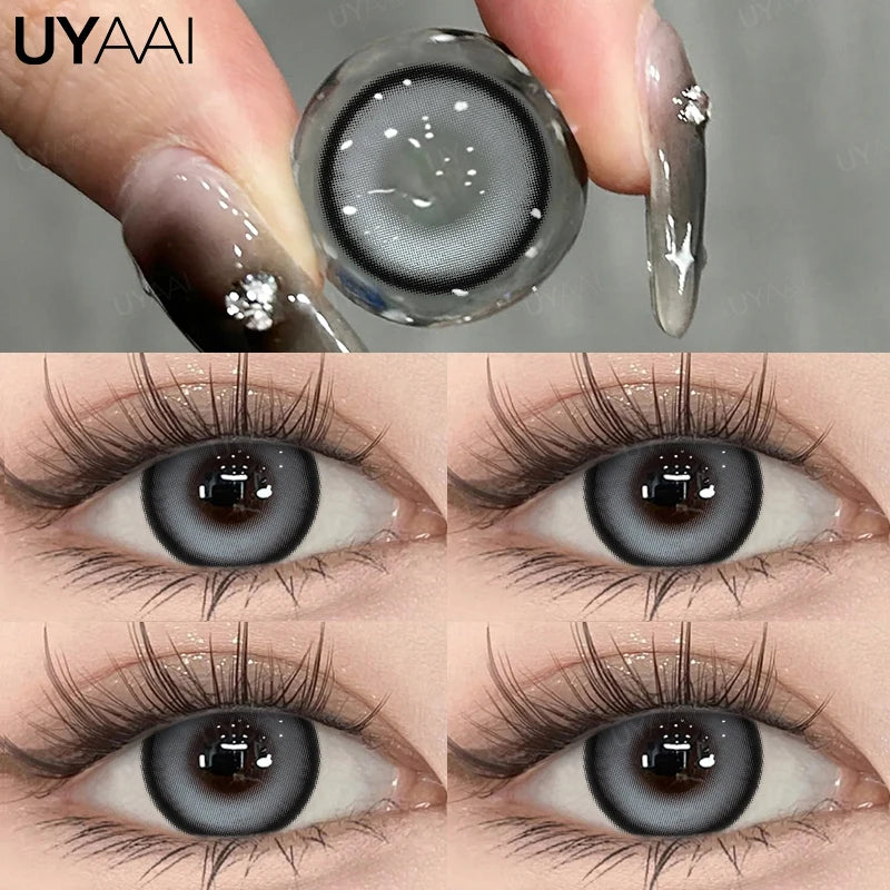 UYAAI Big Eye Black Lenses Colored Contact Lenses for Eyes 15mm/14.5mm Brown Natural Eye Color Len Gray Lenses Purple Lenses y2k