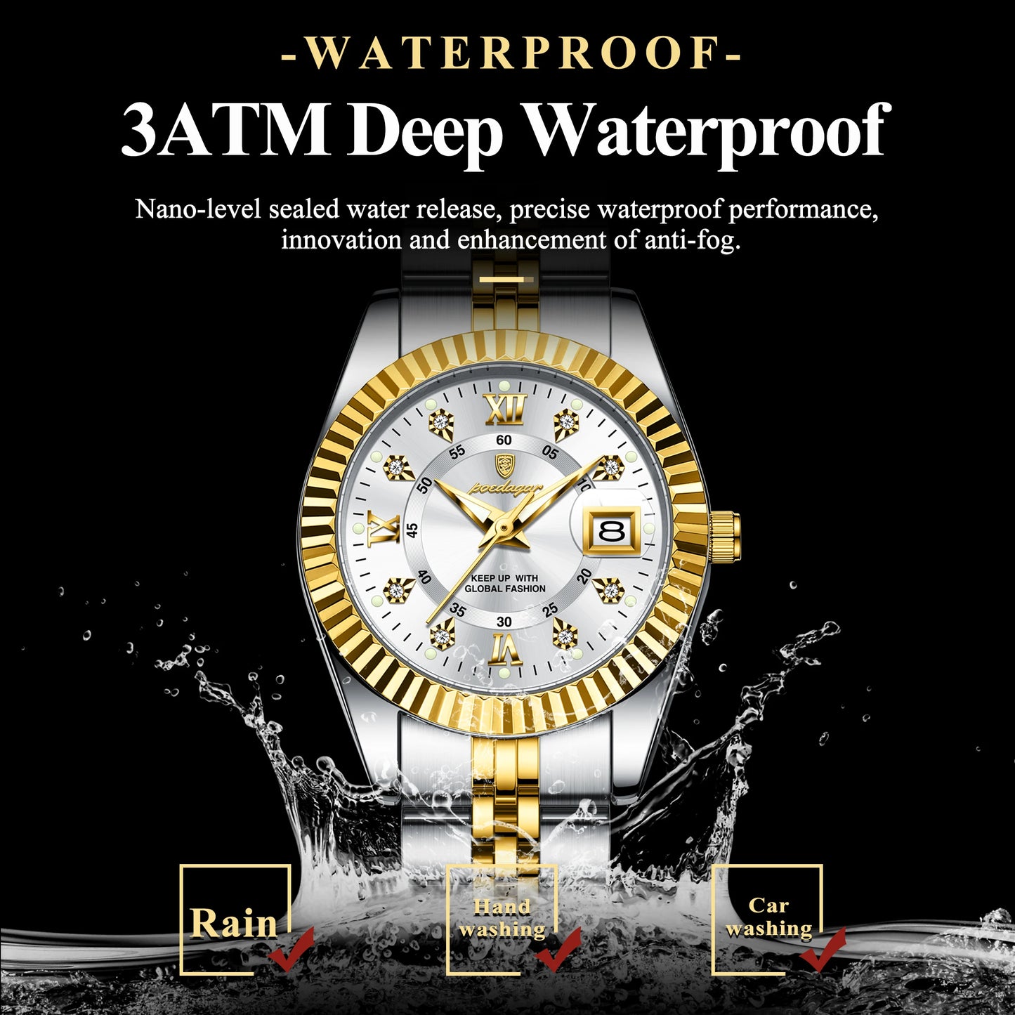 POEDAGAR Luxury Elegant Watch for Women Waterproof Luminous Date Ladies Watch Stainless Steel Quartz Women's Watches Girl Reloj