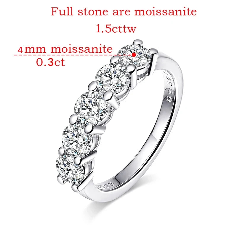 White Gold D Color 4mm Moissanite Ring for Women 1.5CT Stone Match Diamond Wedding Band Bride S925 Sterling Silver GRA