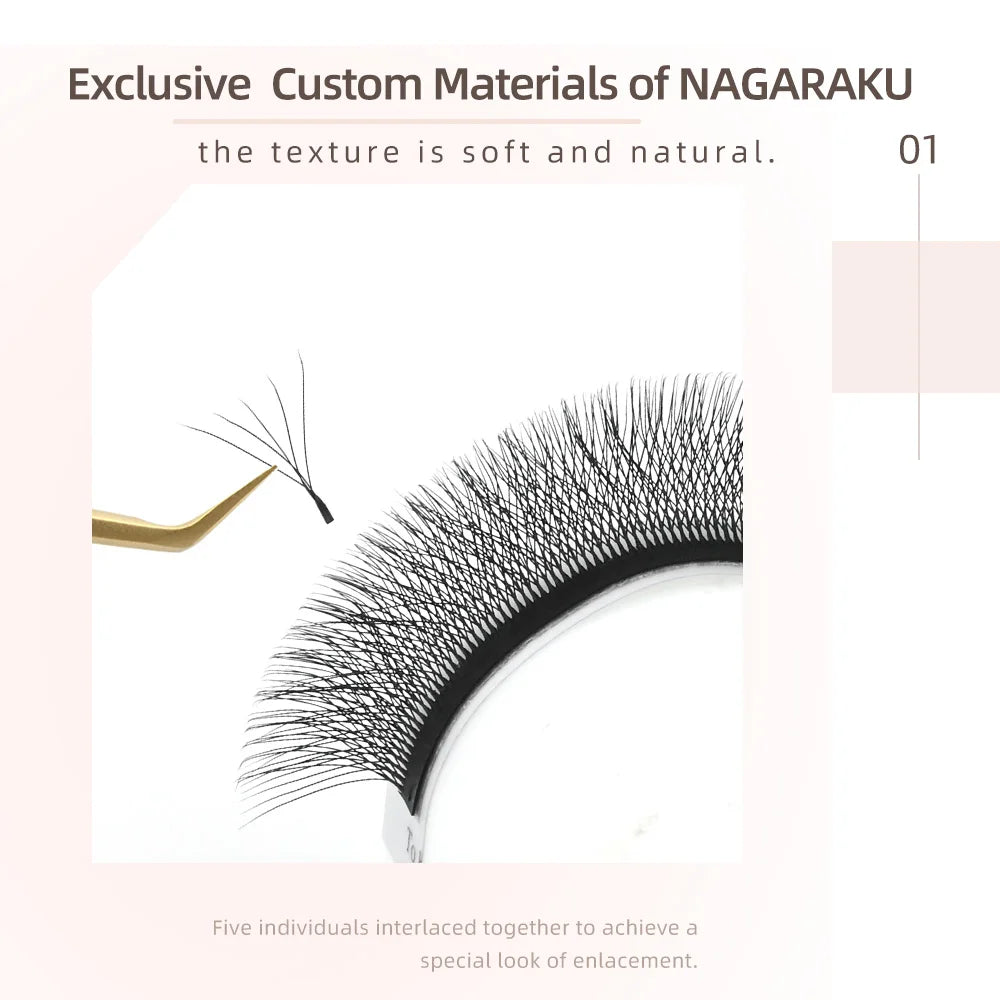 NAGARAKU 5D W Shape Big Bundle Eyelash Extension Mega Volume Premade Fans Eyelashes Super Soft Full Dense Lashes