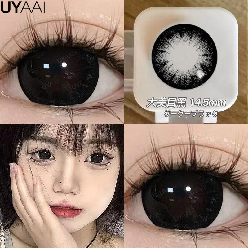 UYAAI Big Eye Black Lenses Colored Contact Lenses for Eyes 15mm/14.5mm Brown Natural Eye Color Len Gray Lenses Purple Lenses y2k