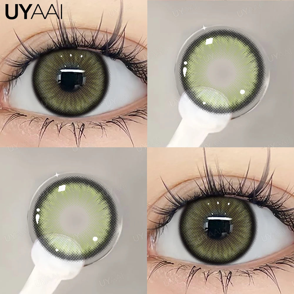 UYAAI 1 Pair Blue Eye Color Lenses Natural Green Eye Contacts High Quality Colored Pupils for Eyes Natural Fashion Lenses