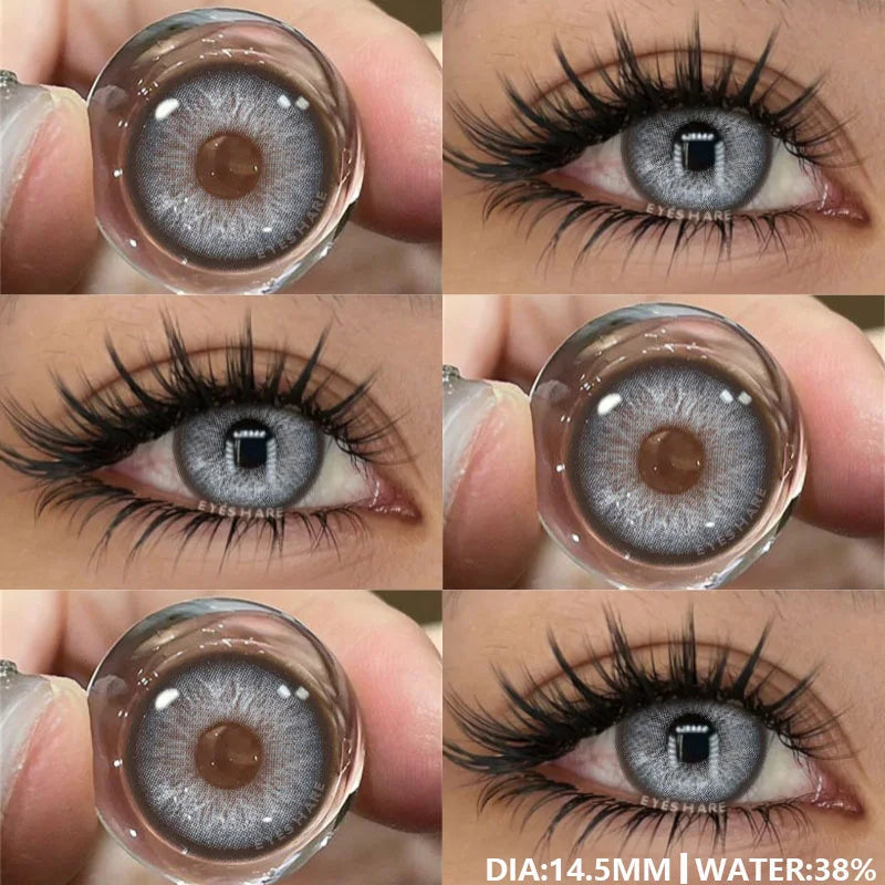 EYESHAE 1Pair Natural Colored Lenses for Eyes Fashion Blue Lenses Gray Contact Lenses Black Lense Colored Pupils for Eyes Yearly