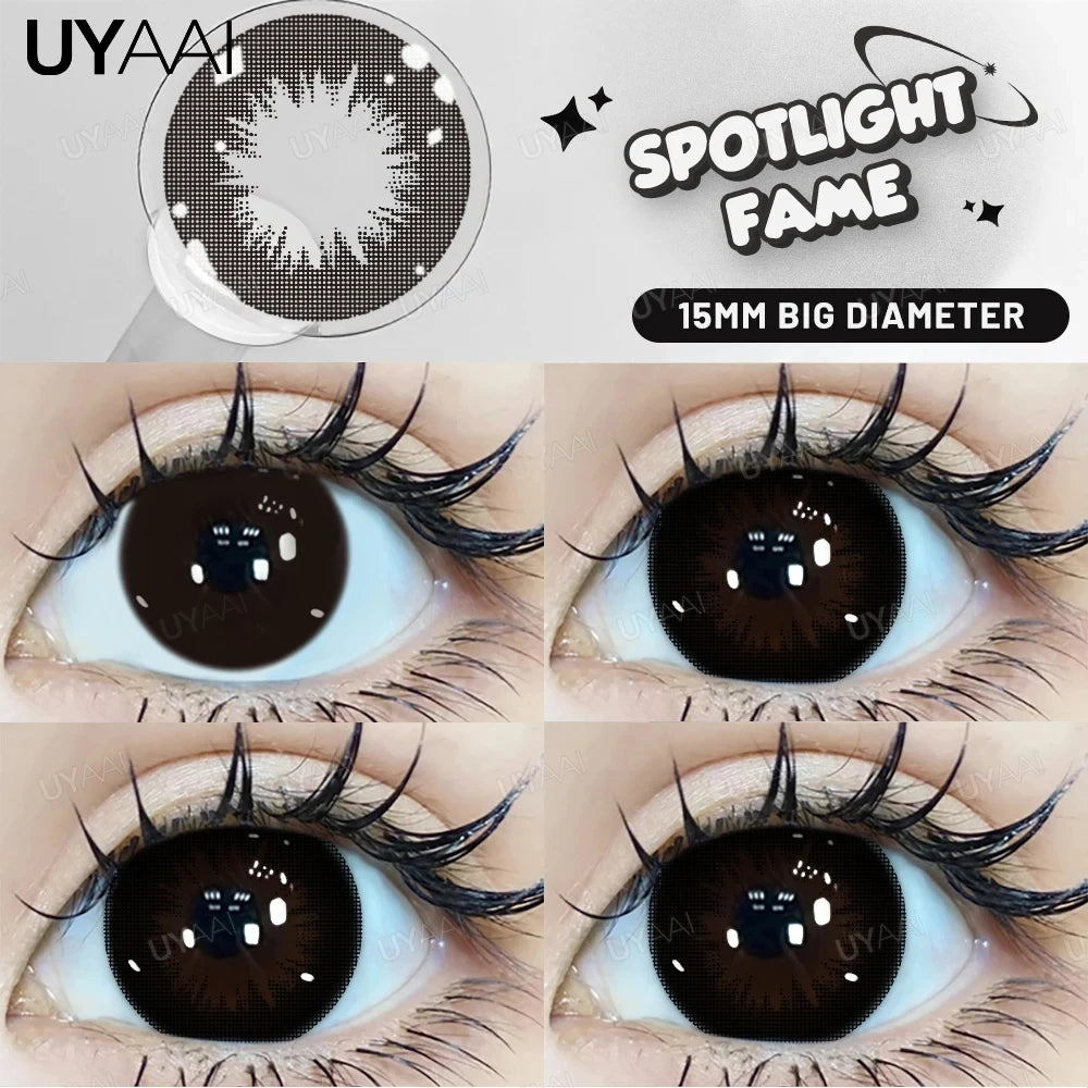 UYAAI 15mm Big Diameter Black Lenses 14.5mm Lenses  Colored Contact Lenses for Eyes Big Eye Lenses Natural Look Lenses