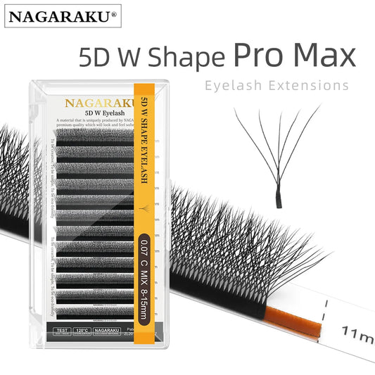 NAGARAKU 5D W Shape Big Bundle Eyelash Extension Mega Volume Premade Fans Eyelashes Super Soft Full Dense Lashes