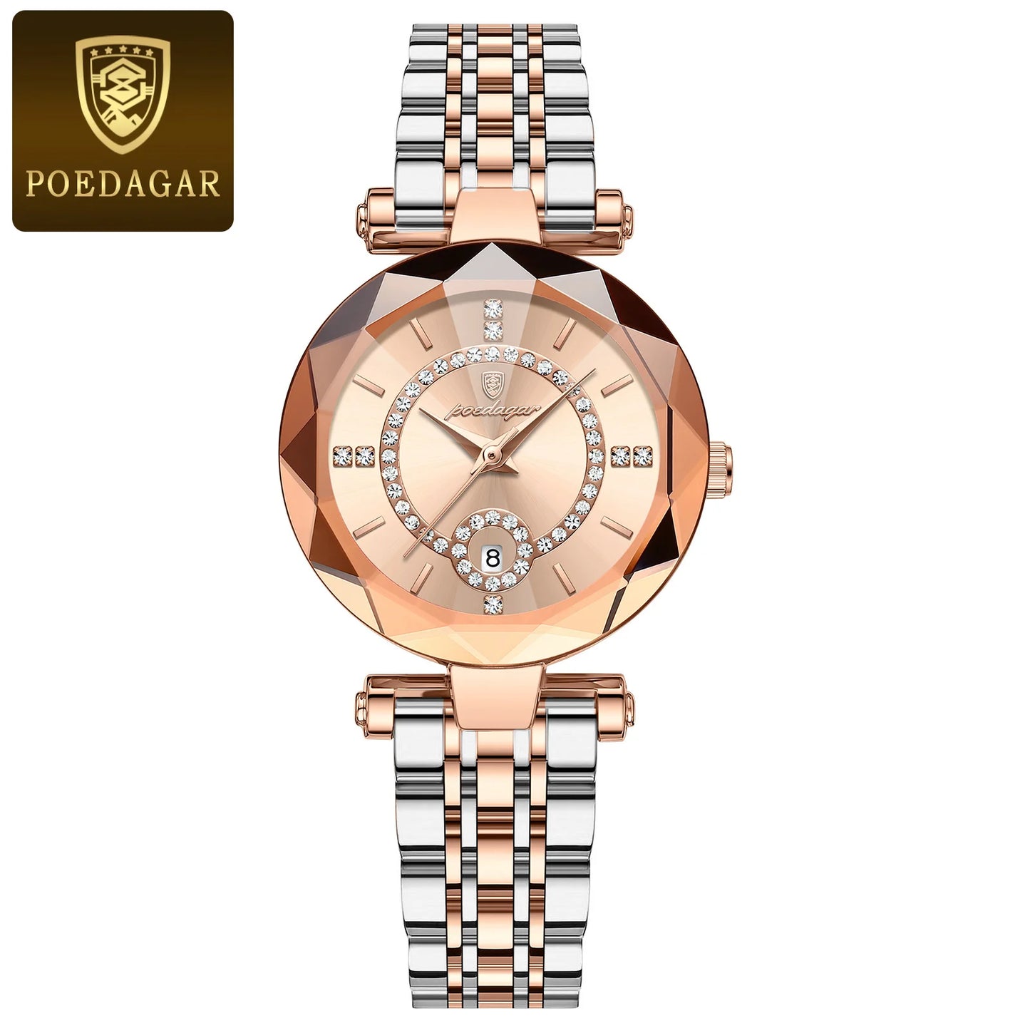 POEDAGAR Luxury Watch For Woman High Quality Diamond Ladies Quartz Watch Waterproof Date Stainless Steel Women Watches reloj+box