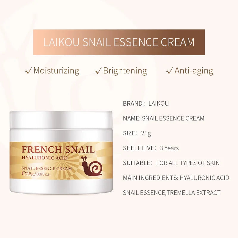 LAIKOU 25/50g Women Facial Snail Day Cream Collagen Moisturizing Skin Hydrate Korea Face Skin Care