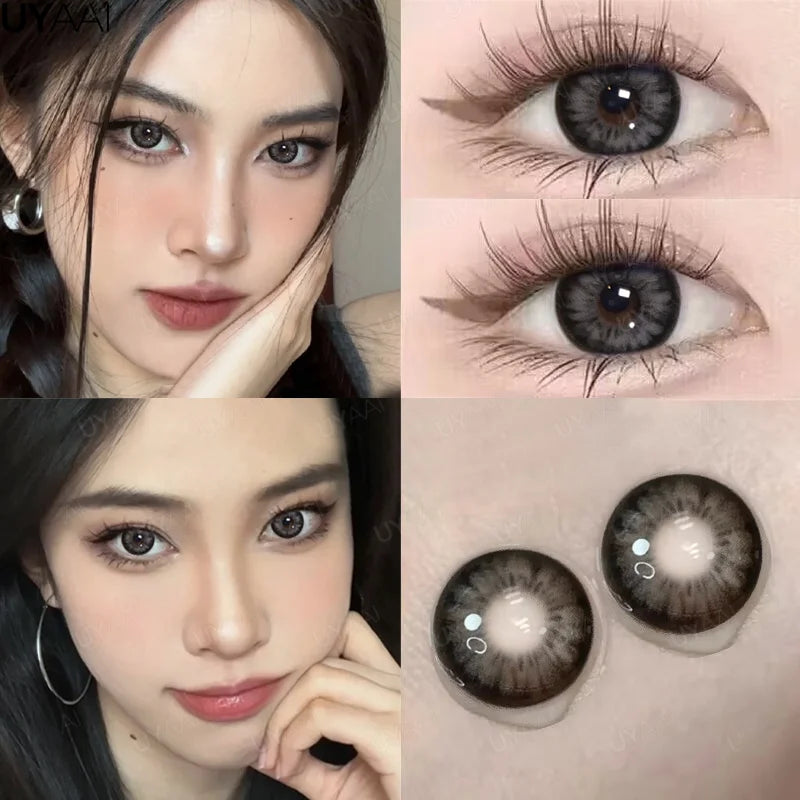 UYAAI 15mm Big Diameter Black Lenses 14.5mm Lenses  Colored Contact Lenses for Eyes Big Eye Lenses Natural Look Lenses