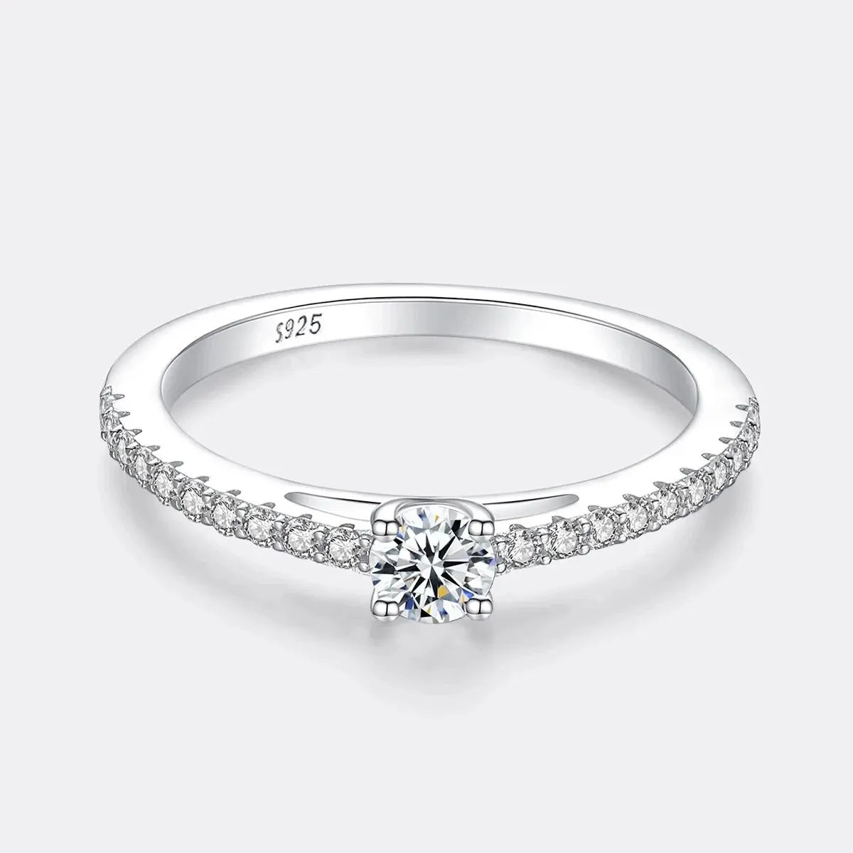 Real 925 Sterling Silver Small Moissnaite Ring For Women Simple Sparkling Round 0.3CT Certificated Lab Diamond Finger Rings