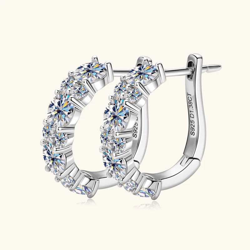 IOGOU Women's Luxury Full Moisanite Diamond Hoop Earrings 4mm&2mm D Color VVS1 2.76cttw 100% 925 Sterling Silver Hoops Earrings