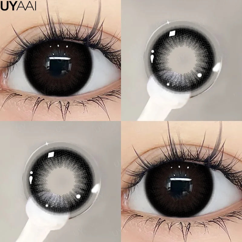 UYAAI 15mm Big Diameter Black Lenses 14.5mm Lenses  Colored Contact Lenses for Eyes Big Eye Lenses Natural Look Lenses