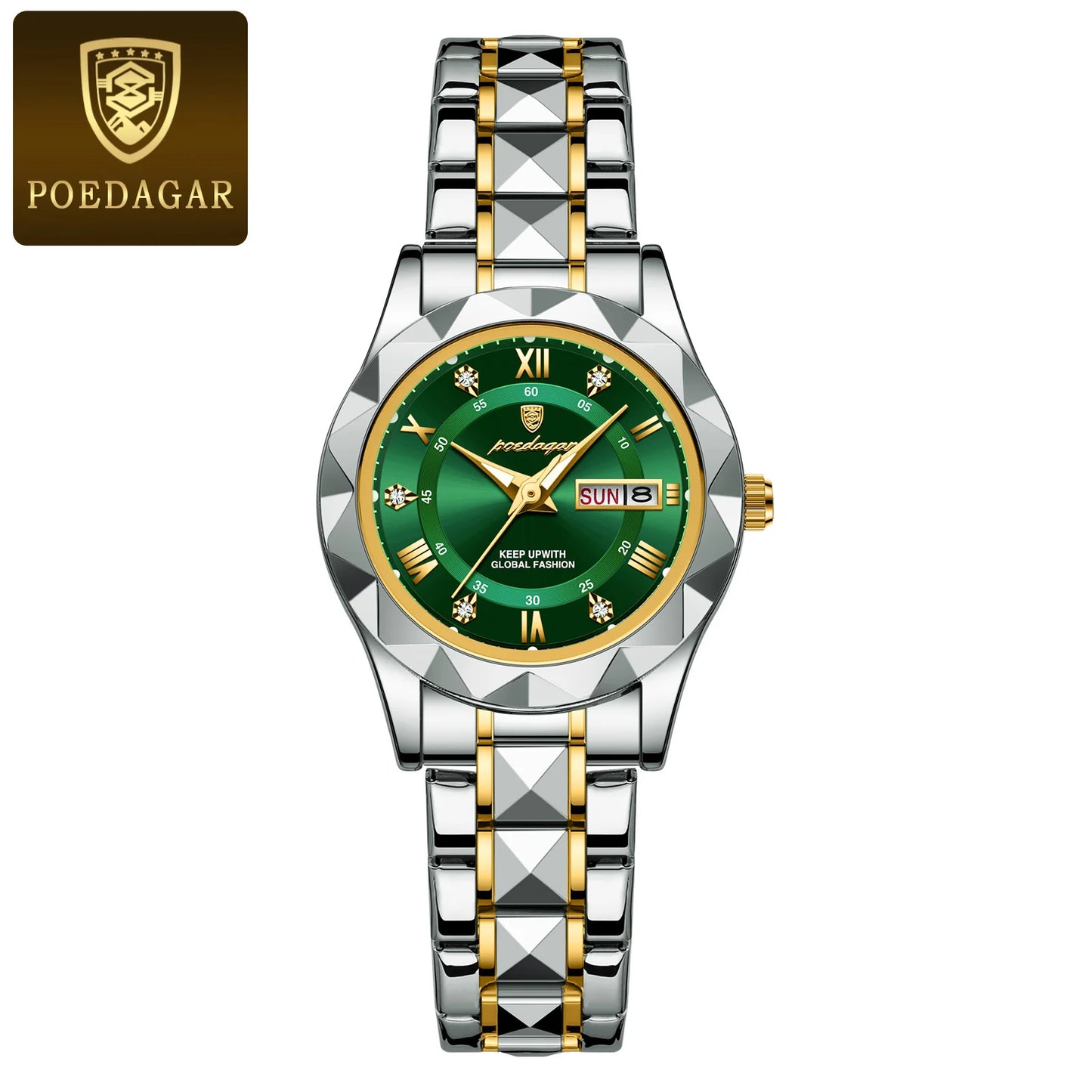 POEDAGAR Luxury Ladies Dress Watch Luminous Waterproof Week Date Woman Wristwatch Stainless Steel Women Quartz Watches reloj+box