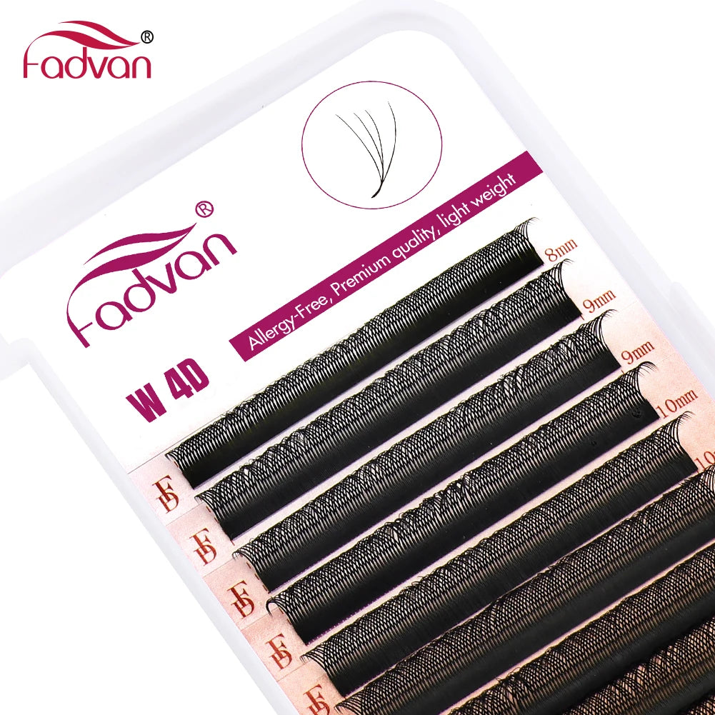 Fadvan 4D W In Shape Eyelash Extension Premade Volume Fans Soft Style Mink Easy To Embellish Natural False Eyelashes