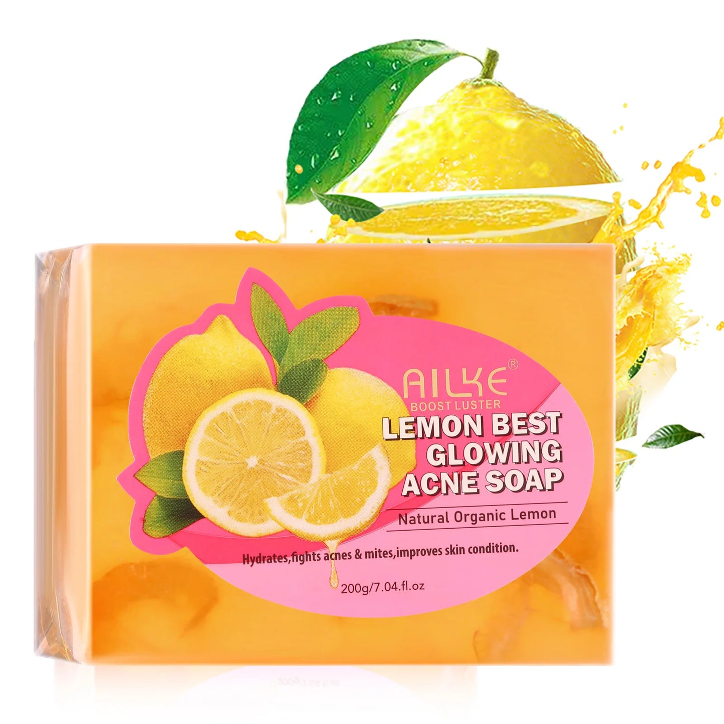 AILKE Natural Lemon Soap Bar, Lightening, Moisturizing, Reduce Dark Spots, Deep Clean, Oil Control, For All Skin Types