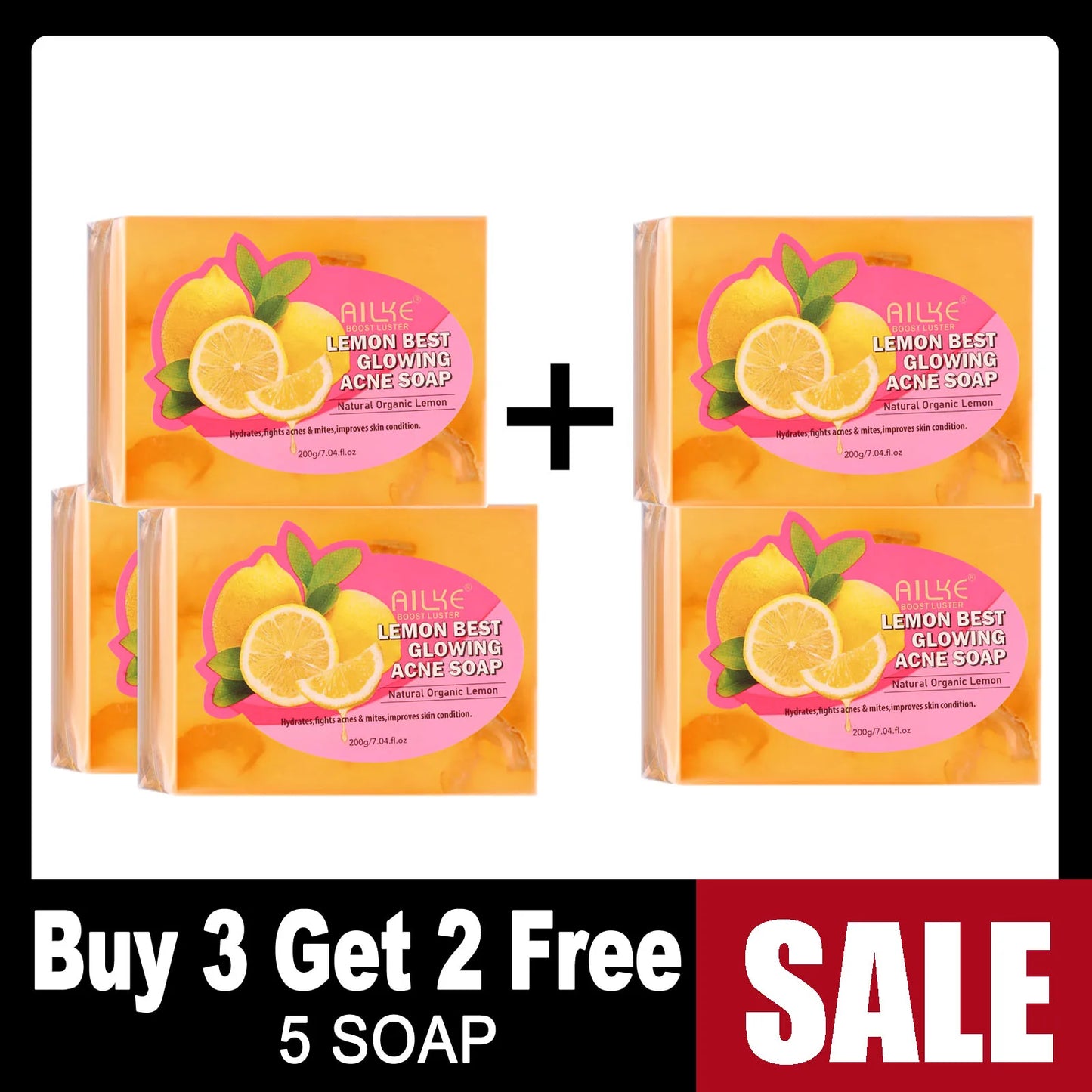 AILKE Natural Lemon Soap Bar, Lightening, Moisturizing, Reduce Dark Spots, Deep Clean, Oil Control, For All Skin Types