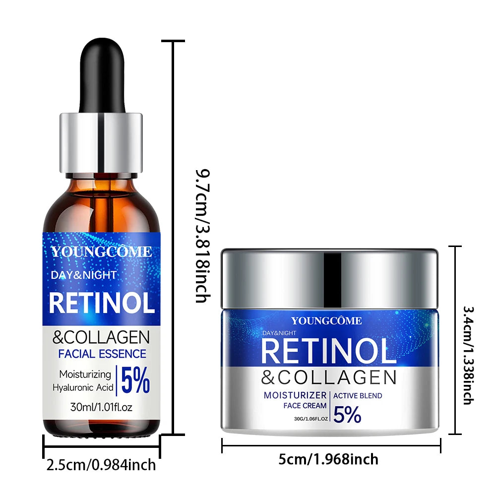 Retinol Cream Serum Combo Set Locks In Moisture Repairs Skin Smoothes Wrinkles Increases Elasticity For Younger Healthier Skin