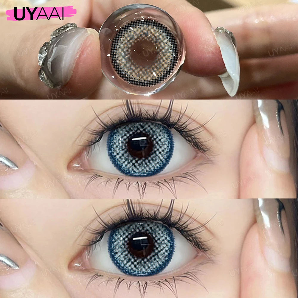 UYAAI 1 Pair Blue Eye Color Lenses Natural Green Eye Contacts High Quality Colored Pupils for Eyes Natural Fashion Lenses