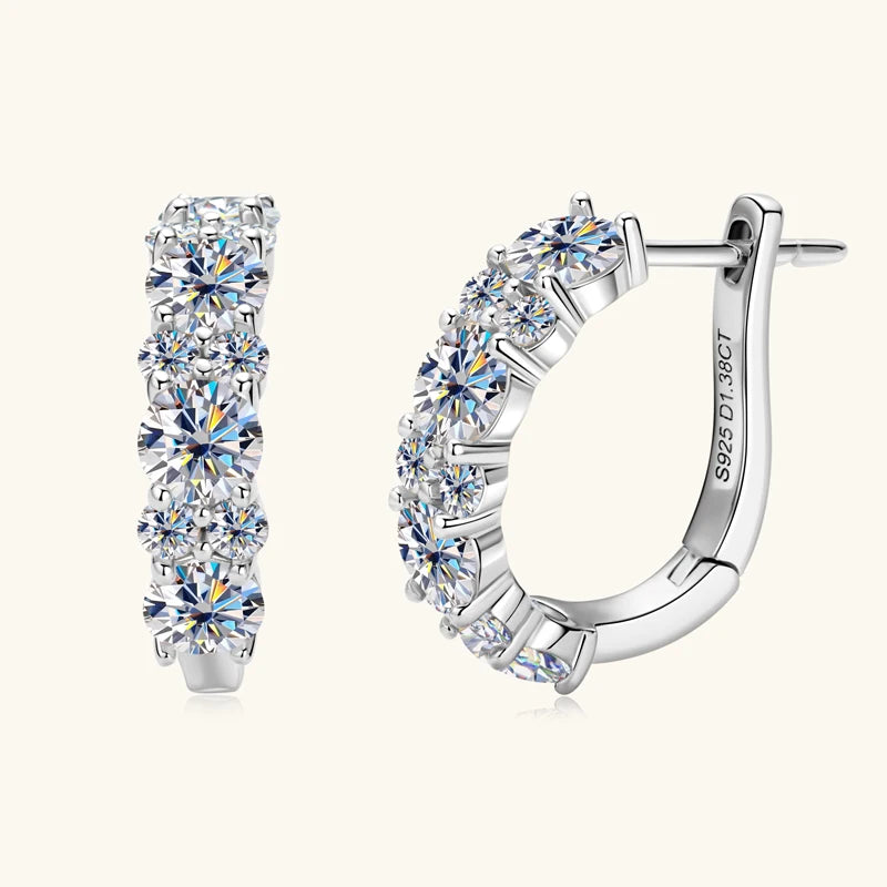 IOGOU Women's Luxury Full Moisanite Diamond Hoop Earrings 4mm&2mm D Color VVS1 2.76cttw 100% 925 Sterling Silver Hoops Earrings